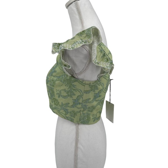 NEW Amur Rafaela Floral Linen Bustier Cropped Top Large - Picture 4 of 10